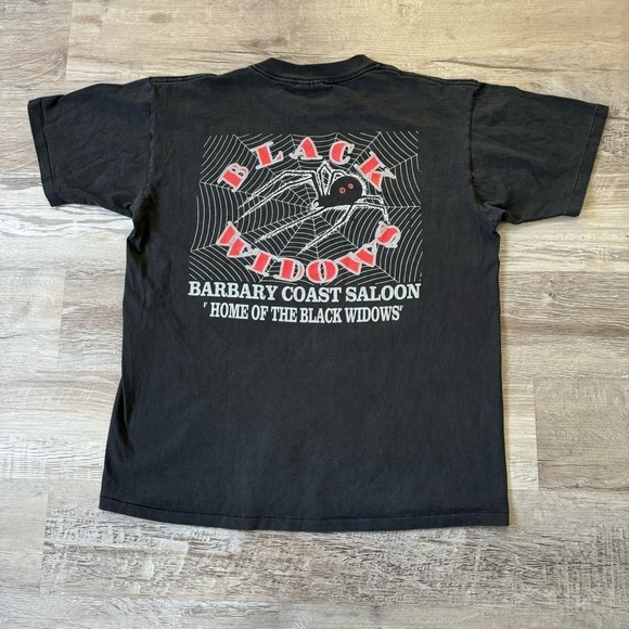80s Vintage Black Widows Barbary Coast Saloon black t shirt single stitch oneita - Picture 1 of 7